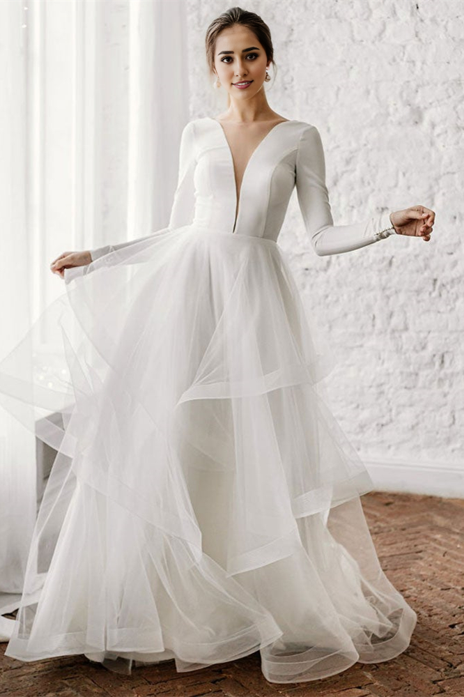 Vestido de novia de manga larga de tul Weitese